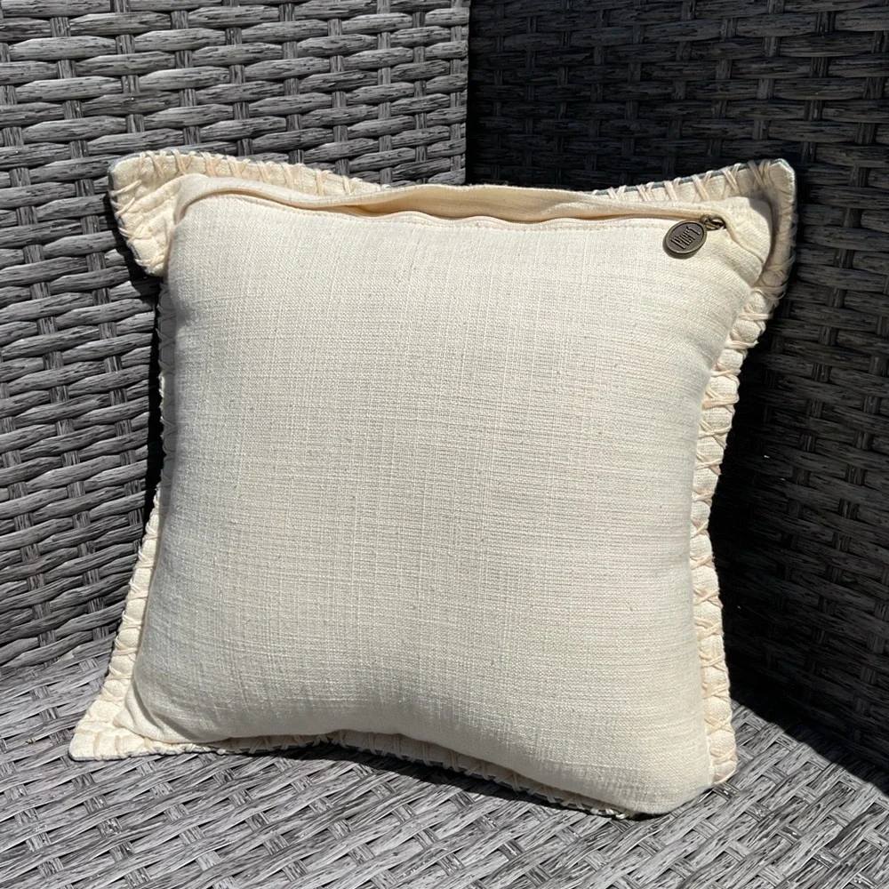 Pier 1 Sage Green Capital Button Accent Pillow.